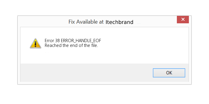 error code 38 reached the end of the file