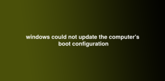 windows could not update the computer's boot configuration