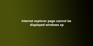 internet explorer page cannot be displayed windows xp