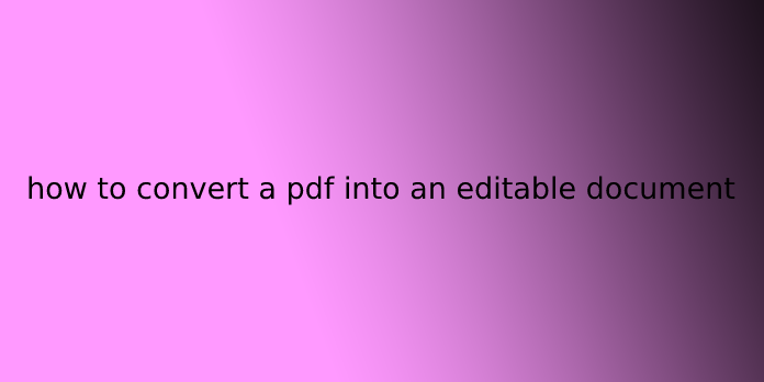 how to convert a pdf into an editable document