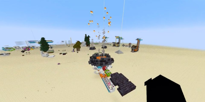 Minecraft Player Builds Functional Erupting Volcano