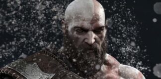 Kratos from God of War is depicted as an impressive sand sculpture