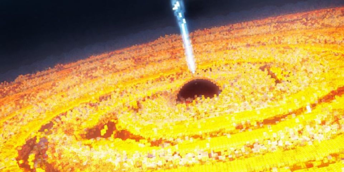 A Minecraft Astronomical Build Shows A Quasar Consuming A Star