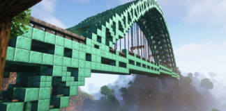 Minecraft 1.18 Player Constructs Massive Copper Block Bridge