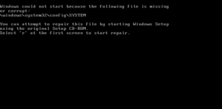 WINDOWS\SYSTEM32\CONFIG\SYSTEM is missing or corrupt