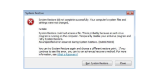 System Restore did not complete successfully – Fix for Windows 7