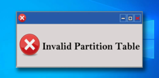 Invalid partition table: Fix for Windows XP, Vista, 7, 8, 8.1 and 10