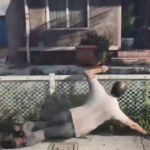 In GTA 5, a glitch allows an NPC to repeatedly beat up Trevor in a cutscene