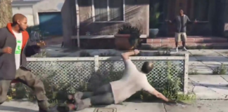 In GTA 5, a glitch allows an NPC to repeatedly beat up Trevor in a cutscene