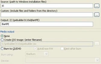 BartPE: Configuration for Windows XP USB
