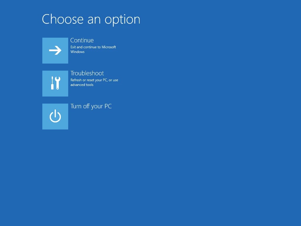 Windows 10 Advanced Startup screen