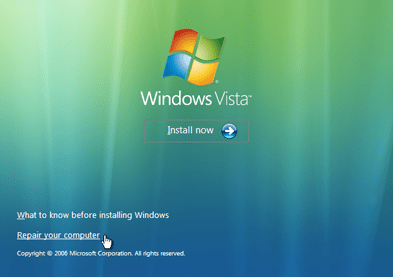 How to Windows Vista Repair Your Computer Menu
