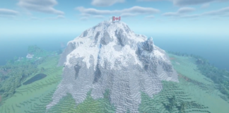 In Survival Mode, a Minecraft team creates a massive custom mountain