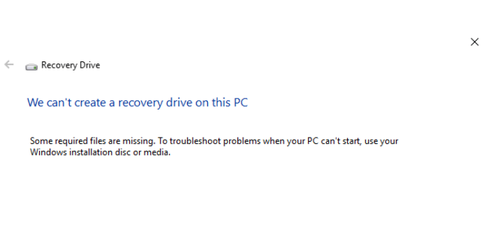 Fix: “We can’t create a recovery drive on this PC” on Windows 8.1