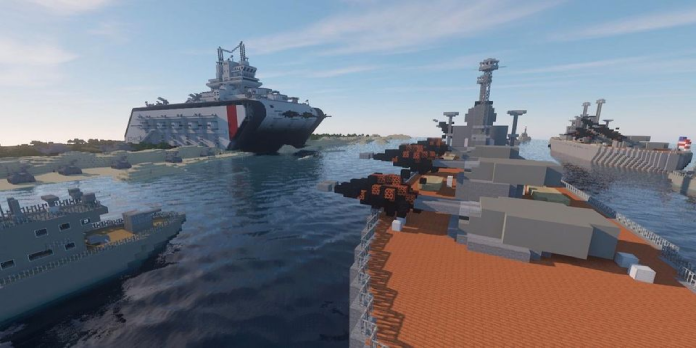 A Minecraft User Constructs An Epic Battle Using Massive Tanks