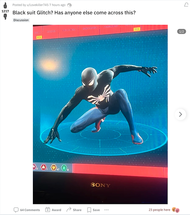 A Marvel's Spider-Man Glitch Indicates That A Black Suit Was Originally Planned For The Game