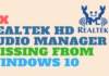 Realtek Hd Audio Manager Is Missing
