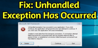 How to: Fix Unhandled Exception Error in Windows 10