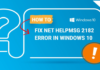 How to: Fix the Net Helpmsg 2182 Error