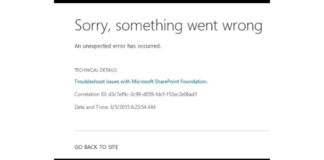 Sorry, Something Went Wrong Error in Sharepoint 2013