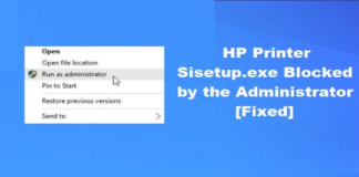 HP Printer Sisetup.exe Blocked by the Administrator