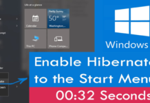 Add Hibernate Option to the Start Menu in Windows 10