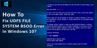 UDFS FILE SYSTEM Blue Screen Error