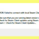 Steam failed to connect with local steam client