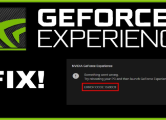 NVIDIA GeForce driver error code 0x0003