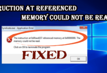How to Fix The instruction at referenced memory error Windows 10