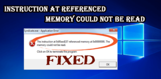 How to Fix The instruction at referenced memory error Windows 10